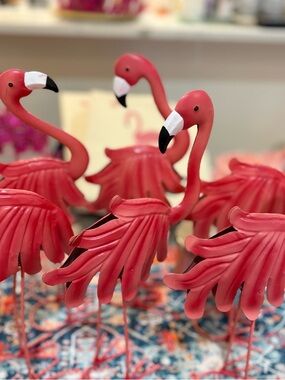 Pink Flamingo bobble Statues - table decor